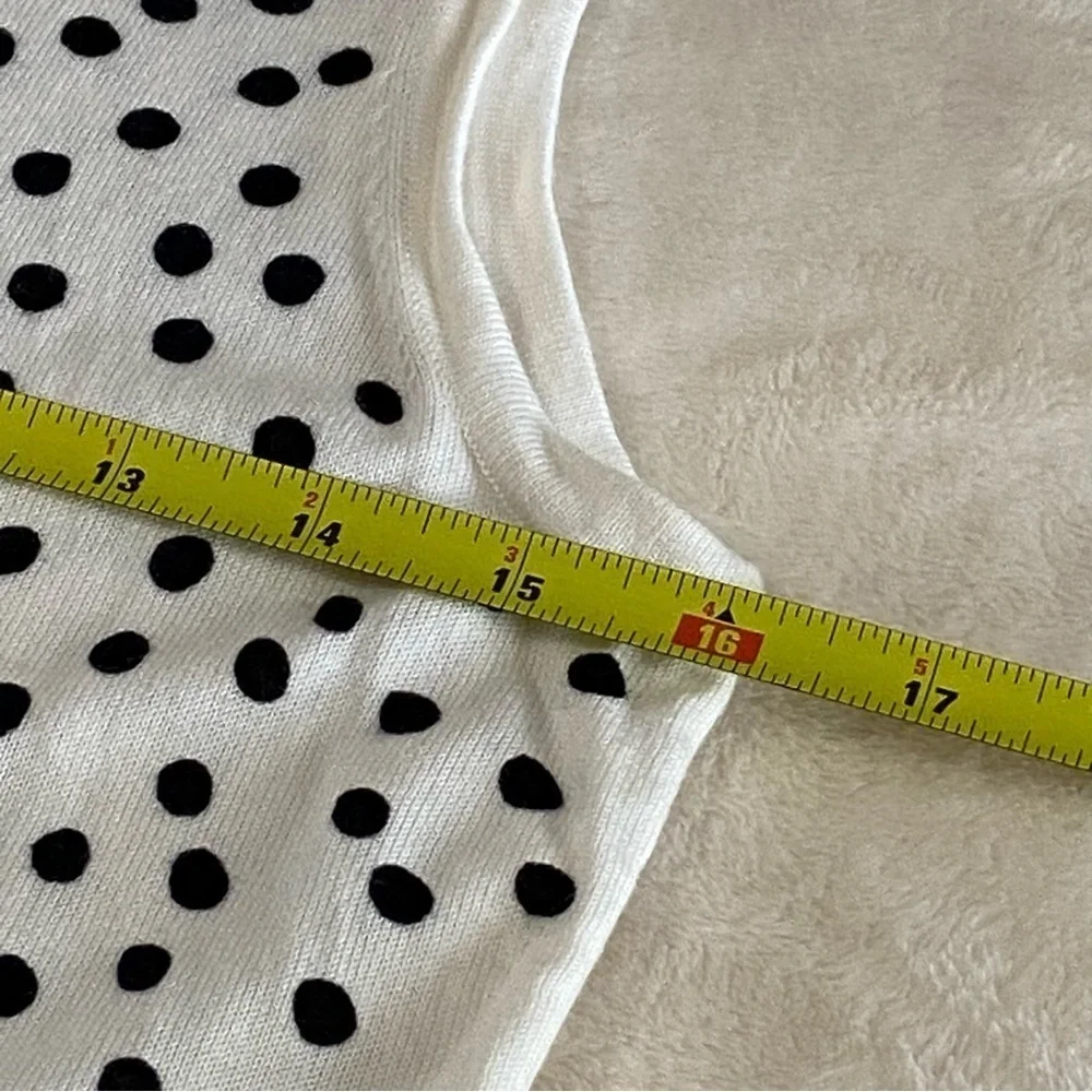 TALBOTS / White with Black Polka Dots Sleeveless Sweater Size S